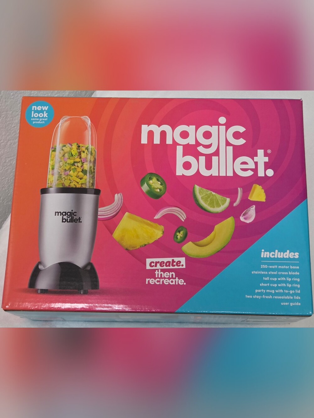 Magic Bullet Compact Blender - Pink & Orange Packaging